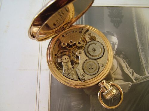 fig 1. A 1920s Cyma open faced pocket watch