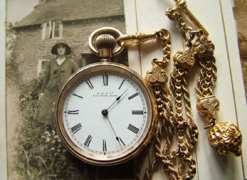 A Lady's Antique Waltham Fob Watch and Albertina