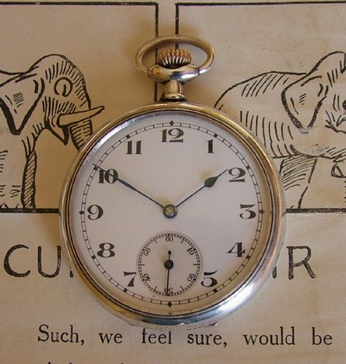 A Vintage 1920s Silver Stem Winding Pocket Watch
