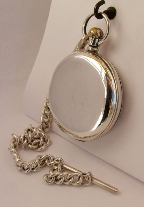 fig 2. 1927 silver Record pocket watch and silver albert.