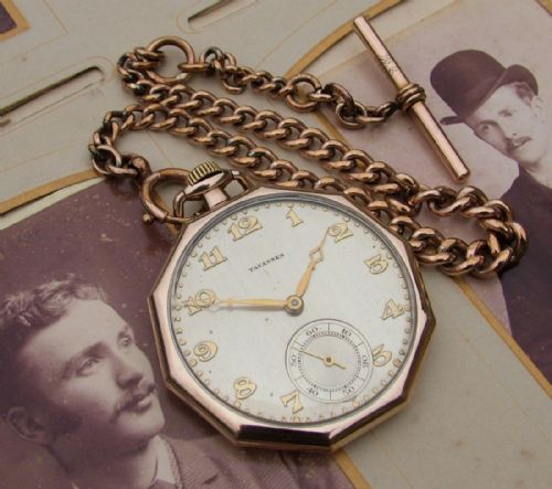 Charming 1930s Tavannes Pocket Watch and Chain
