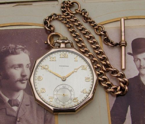 fig 1. Charming 1930s Tavannes pocket watch and chain