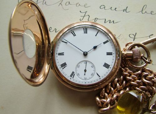 fig 2. Antique Waltham Traveler half hunter pocket watch