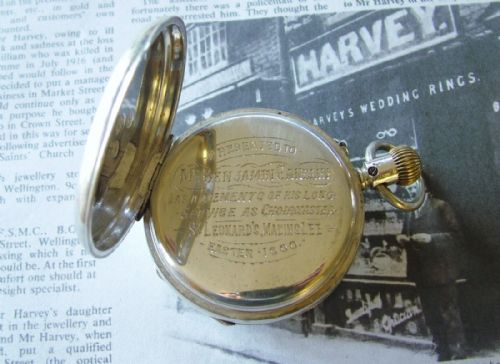 fig 2. An antique silver pocket watch, 1892, with history
