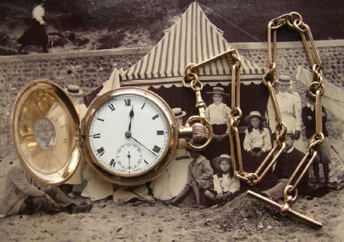 1920s Cyma Half Hunter Pocket Watch and Chain