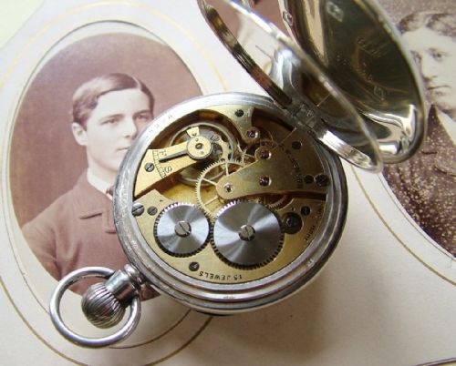 fig 1. 1930s silver Cyma pocket watch for J W Benson