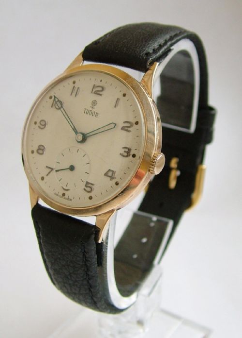 fig 1. A gents 9 carat gold Tudor wrist watch, 1956