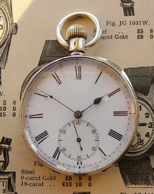 Antique 1910s Swiss Silver Pocket Watch.