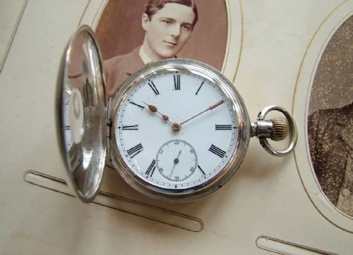fig 1. Antique Omega half hunter pocket watch, 1908