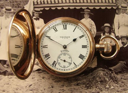 A Vintage 1917 Waltham Equity Full Hunter Pocket Watch