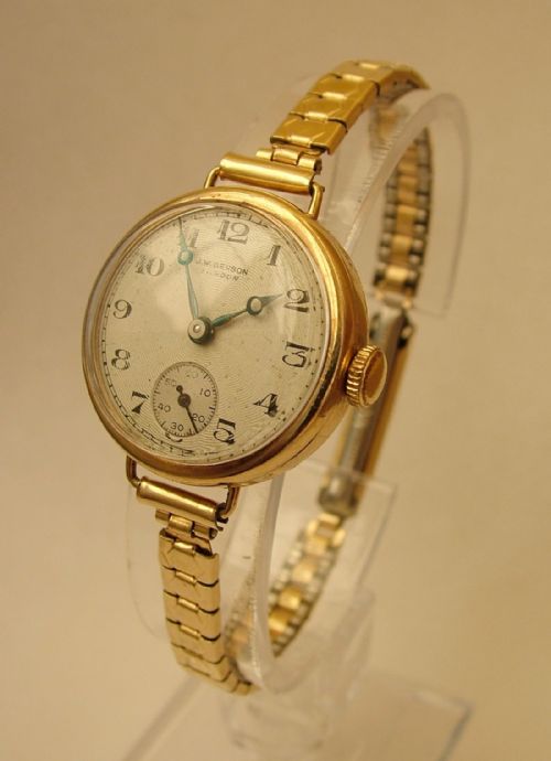 fig 1. A lady’s 9 carat gold wrist watch from J W Benson