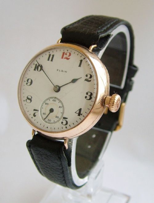A Gents 9ct Gold Elgin Gents Wrist Watch, 1920