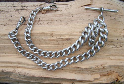 A Chunky Antique Silver Double Watch Chain