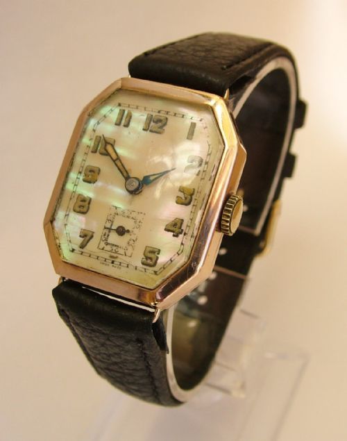 Gents 1920s 9ct Gold Watch, Mother of Pearl Dial