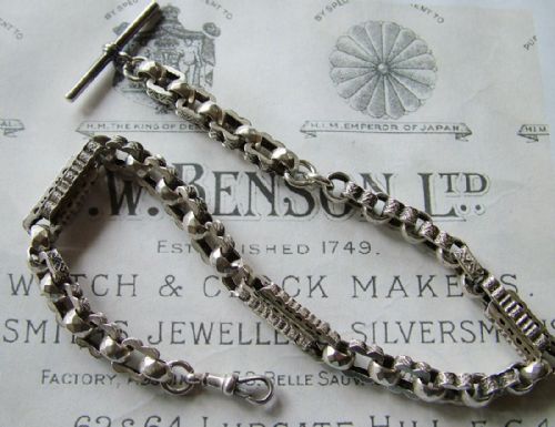 
Large Victorian Ornate Silver Watch Chain