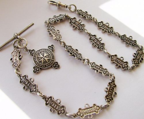 fig 1. Impressive silver watch chain, St Johns Ambulance