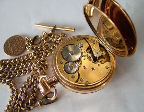 fig 2. Antique half hunter pocket watch, albert and box