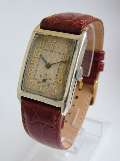 A Gents 1920s Silver Sorority Art Deco Wrist Watch