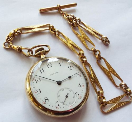 fig 1. 1918 Waltham P S Bartlett pocket watch and chain