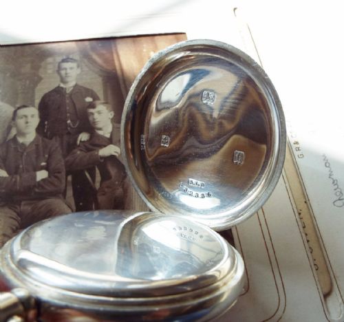 fig 2. 1918 silver pocket watch for services in Great War