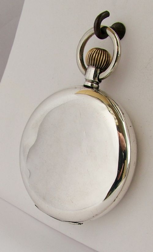 fig 1. Antique 1909  silver stem winding pocket watch.