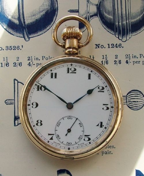 A 1920s Swiss Stem Winding Pocket Watch.