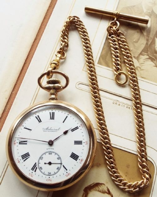 Antique Admiral Pocket Watch and Chain