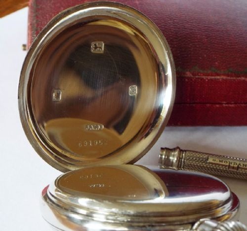 fig 4. 1930s silver Benson pocket watch & accoutrements