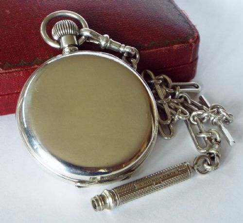 fig 5. 1930s silver Benson pocket watch & accoutrements
