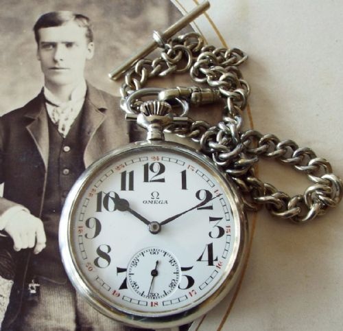 A 1920s Omega Pocket Watch with Chain