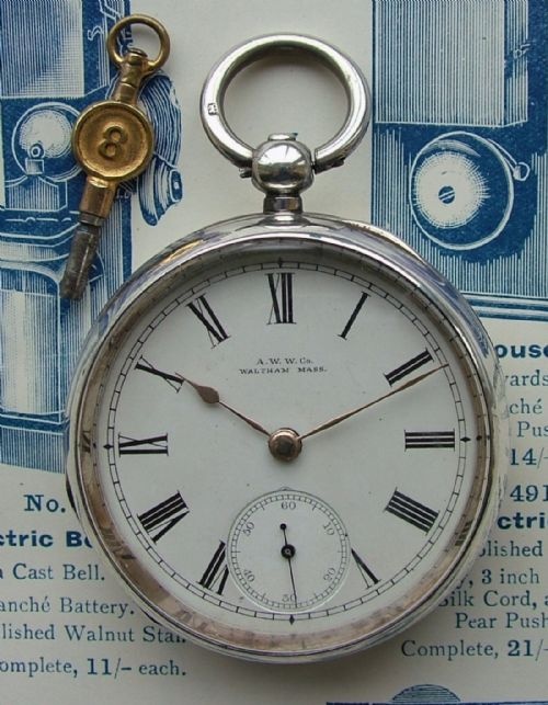 Antique 1896 Silver Waltham Pocket Watch.