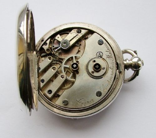 fig 2. Antique 1880s  “Patent Lever” silver pocket watch.