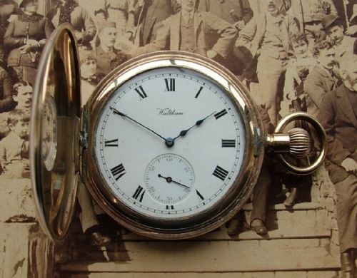 Antique 1903 Waltham Bond St Half Hunter Pocket Watch.