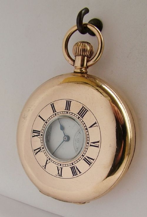 fig 1. Antique 1903 Waltham Bond St half hunter pocket watch.