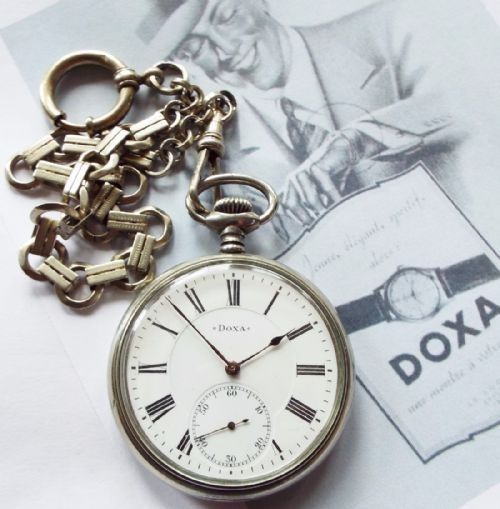 An Antique Doxa Pocket Watch with Chain