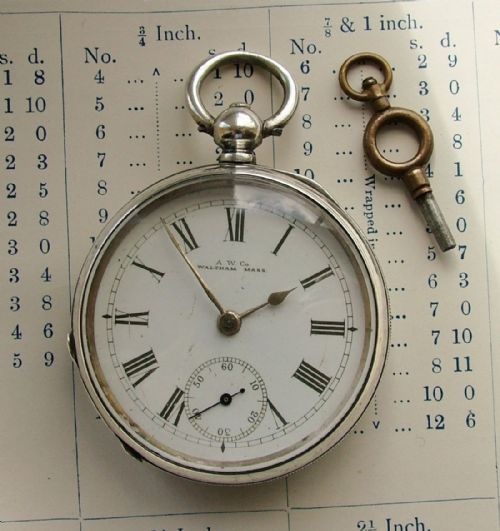 Antique 1891 Silver Waltham Pocket Watch.