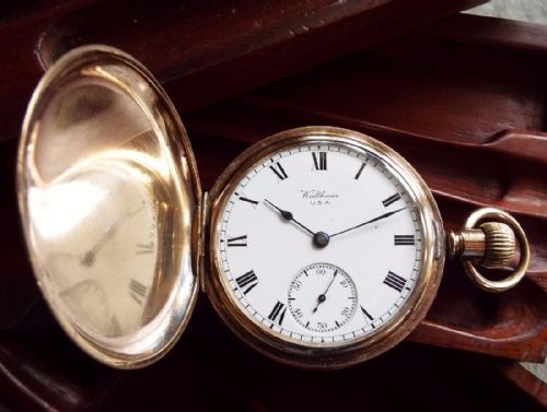 fig 1. Antique Waltham Traveler hunter pocket watch, 1912