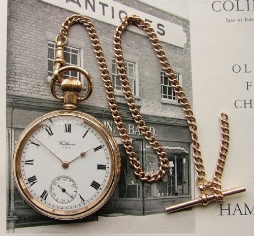 Antique 1903 Waltham Traveler Pocket Watch and Chain