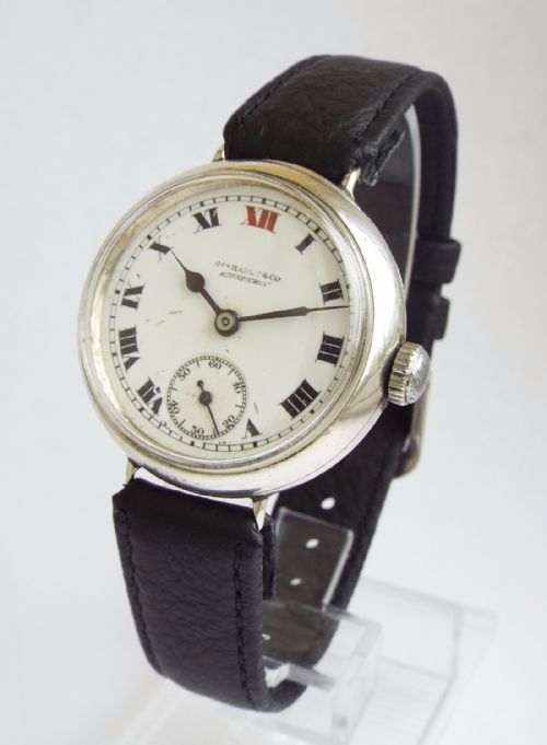 Gents Silver Atlas Trench Watch by Stauffer, 1927
