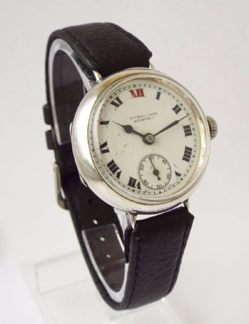 fig 1. Gents silver Atlas trench watch by Stauffer, 1927