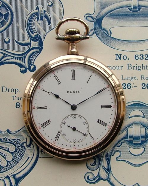 Antique 1917 Gold Plated Elgin Stem Winding Pocket Watch.
