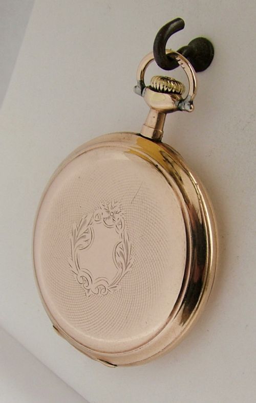 fig 1. Antique 1917 gold plated Elgin stem winding pocket watch.