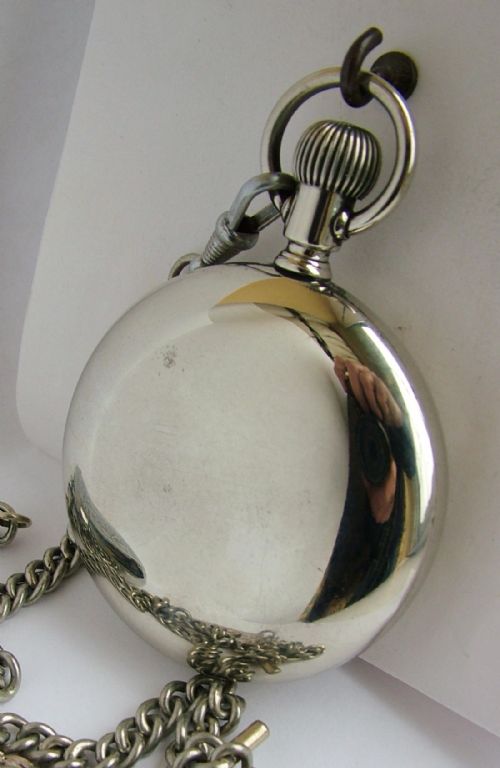 fig 2. A large 1920s Elgin pocket watch, chain & vesta