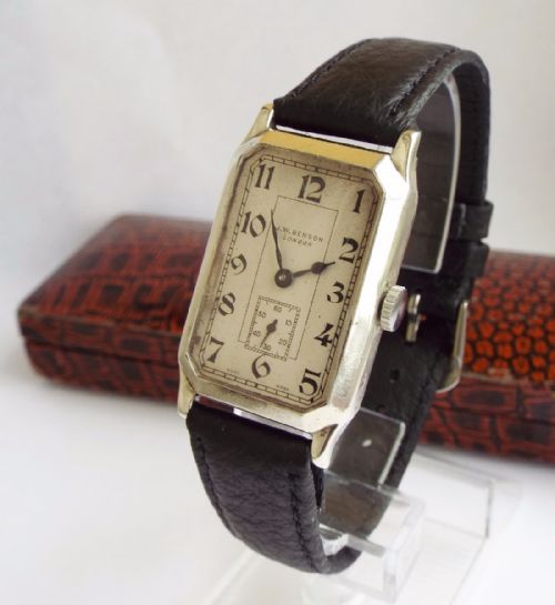 fig 1. Gents 1937 silver Art Deco Cyma watch, JW Benson
