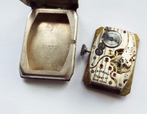 fig 3. Gents 1937 silver Art Deco Cyma watch, JW Benson