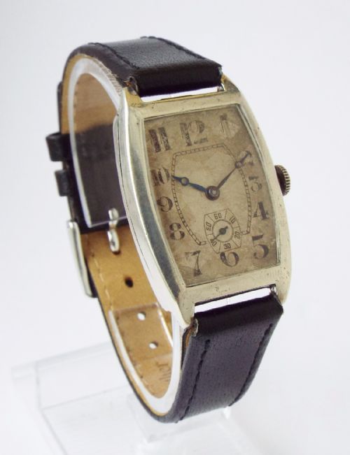 fig 1. A gents 1930s silver Art Deco wrist watch