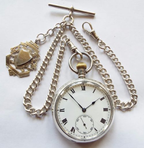 Antique Silver Tacy Pocket Watch and Chain