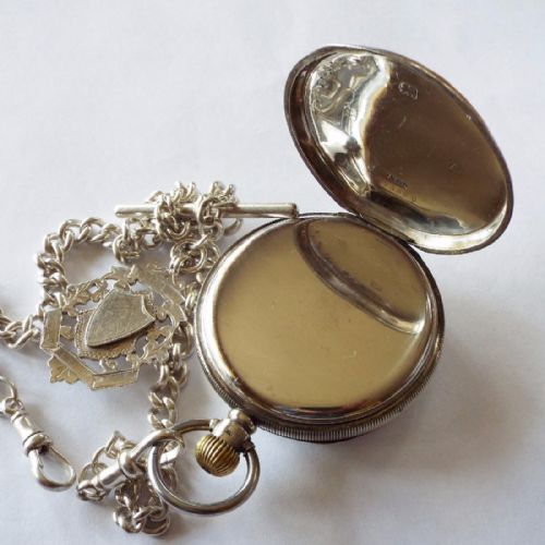 fig 2. Antique silver Tacy pocket watch and chain