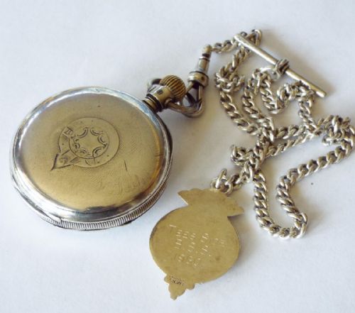 fig 1. Antique Waltham Royal pocket watch & later chain