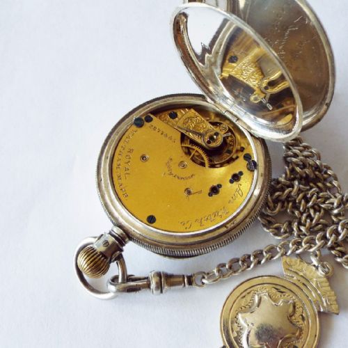 fig 3. Antique Waltham Royal pocket watch & later chain